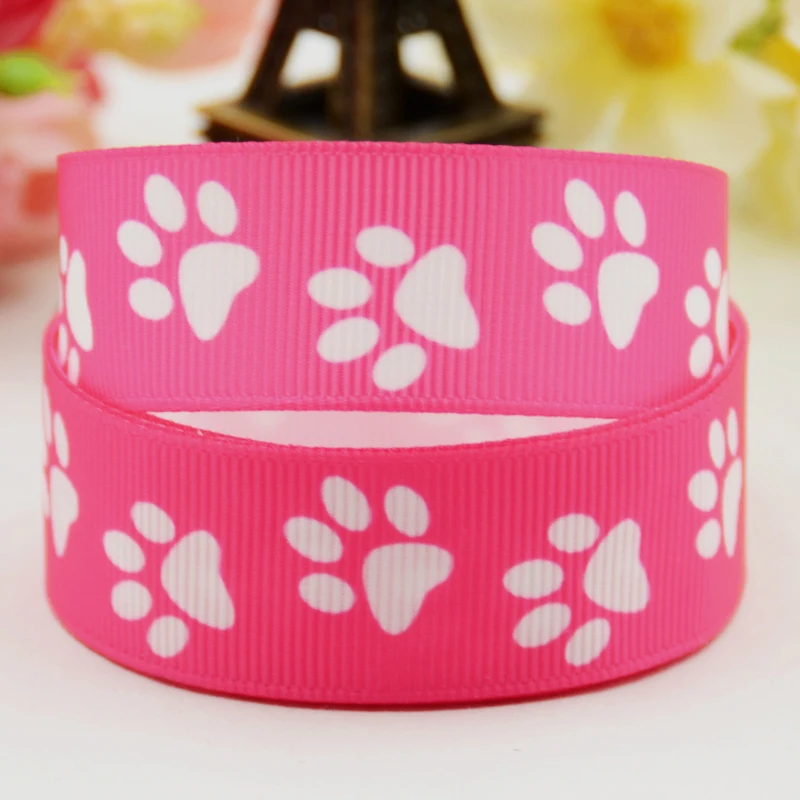 22mm 25mm 38mm 75mm Ruban satin Dog paw Cartoon Character printed Grosgrain Ribbon Hair Accessories party decoration 10 Yards