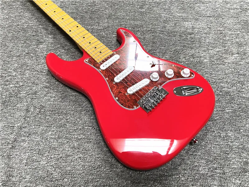 Classic red electric guitar retro Maple xylophone neck red guard plate single rocker bridge can be customized