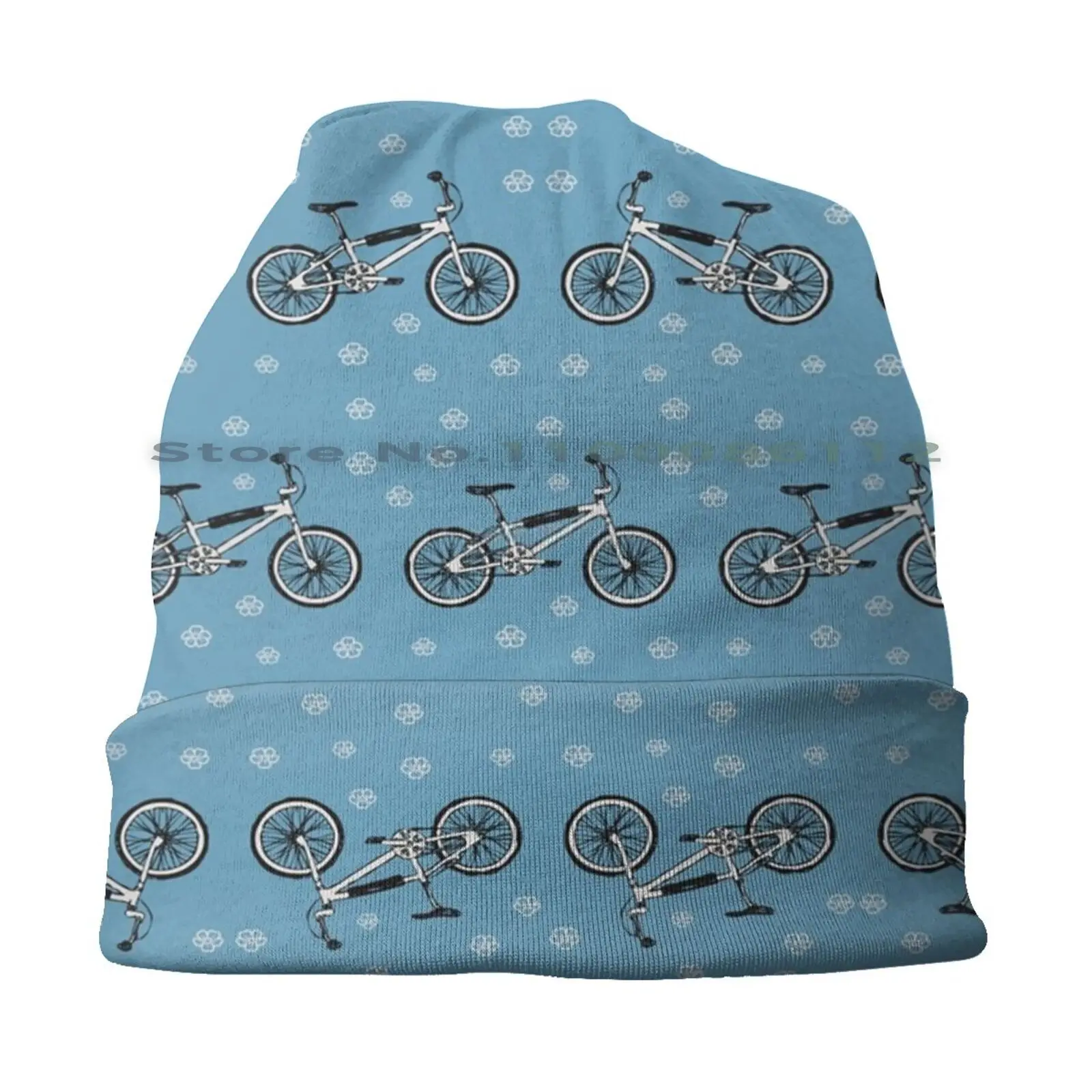 Bicycles Pattern Bucket Hat Sun Cap Bicycles Bikes Seamlesss Light Blue Pattern Leisure Sports Cycling Biking Transportation