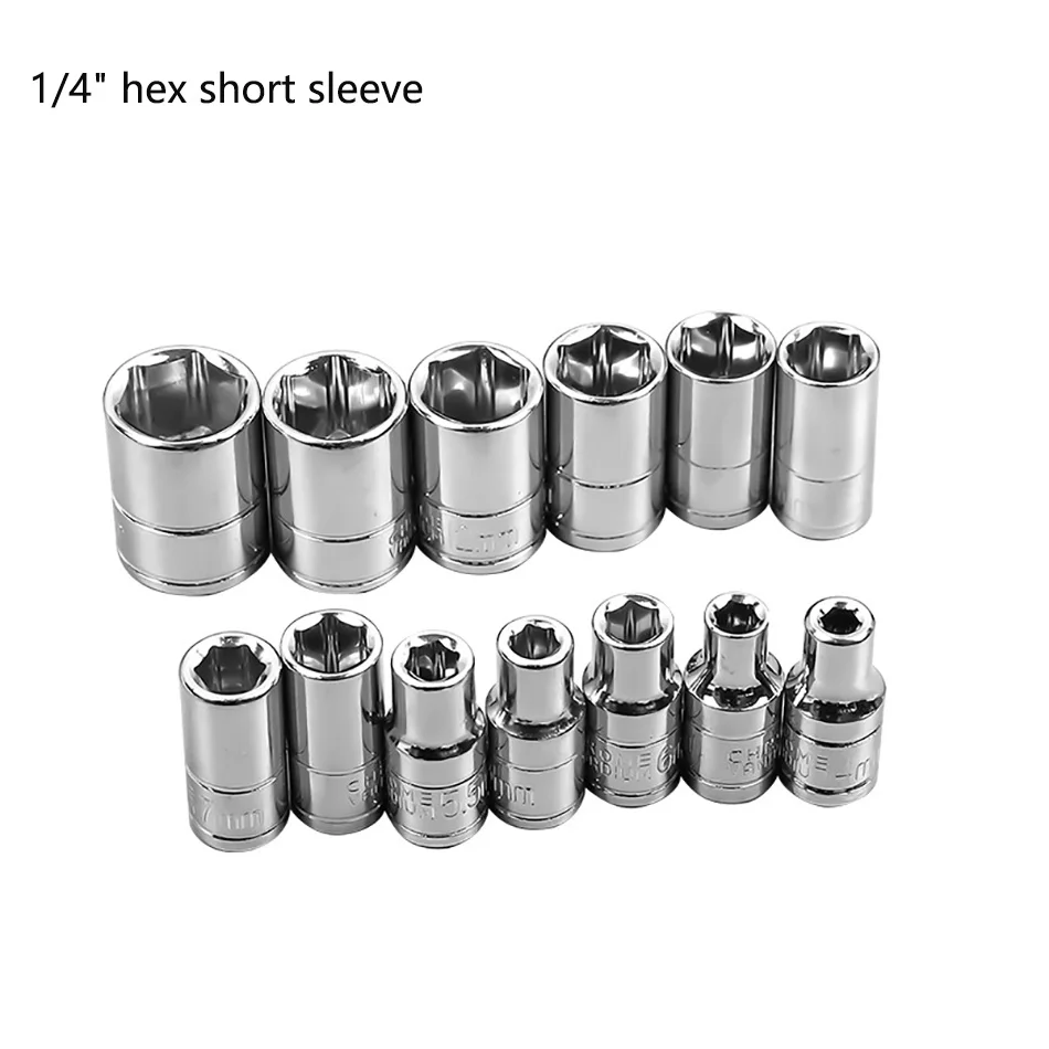 1/4inch 4-14mm six angle sleeve Convert Hex Deep Socket Wrench Head Sleeve for Ratchet Wrench Auto Repair Hand Tool