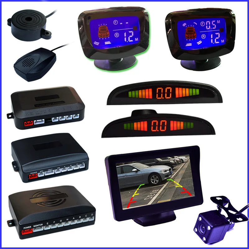 1 Set With 4/6/8 Sensors Voice Buzzer Lcd LCD Car Radar Led Display Parking Radar Monitor Detector System Car Parking Sensor Kit