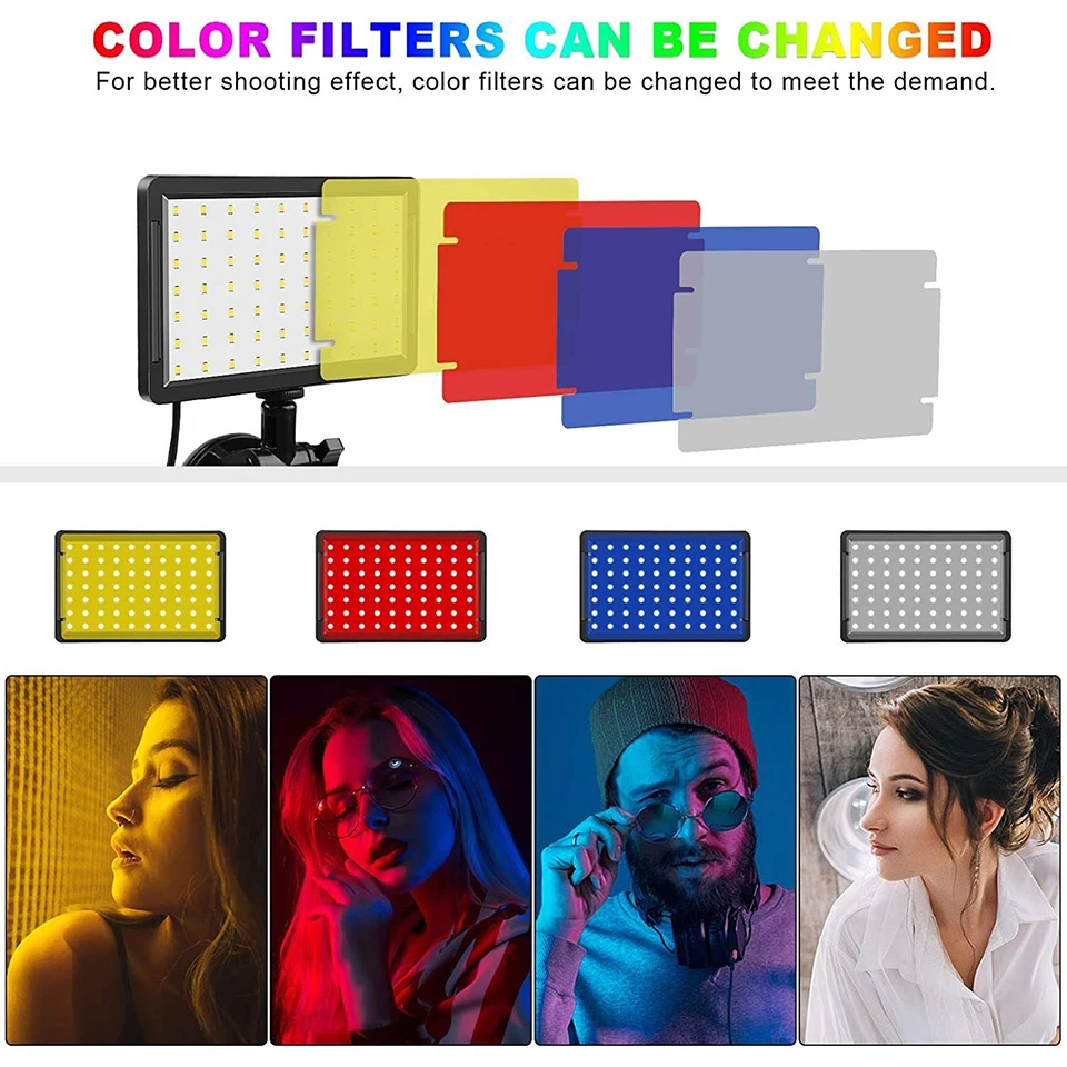 LED Photography Video Light Panel Lighting Photo Studio Lamp Kit For Shoot Live Streaming Youbube With Tripod Stand RGB Filters