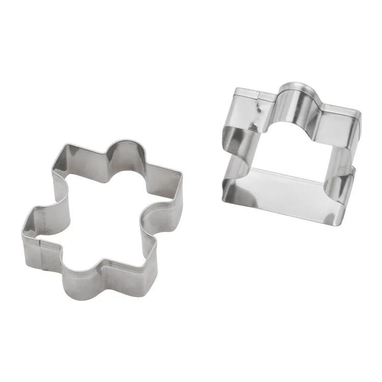 Jigsaw Puzzle Pieces Cookie Cutter Stainless Steel Biscuit Knife Baking Fruit Cut Kitchen Tools Embossing Printing