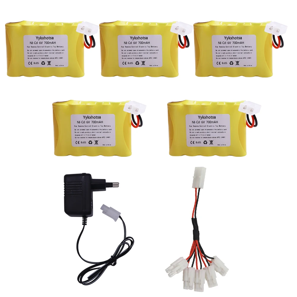 6v 700mAh NI-CD Battery Tamiya Plug and 6v Charger set For RC Toys Cars Boat truck train Gun Robot parts NICD AA 6V Battery Pack