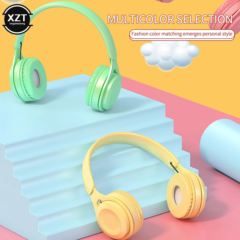 Earphone Bluetooth  Wireless Headphones Macaron Headset Sports Earphones For PC Game Phone Music With Charging Headphone Cable x