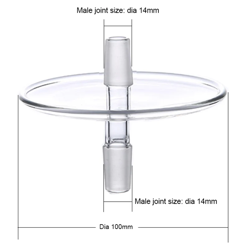 100mm Max Diameter Heat Resistant Joint Size 14mm Male-male Shisha High Borsilicate Glass Ovenproof Plates For Hookah Tray