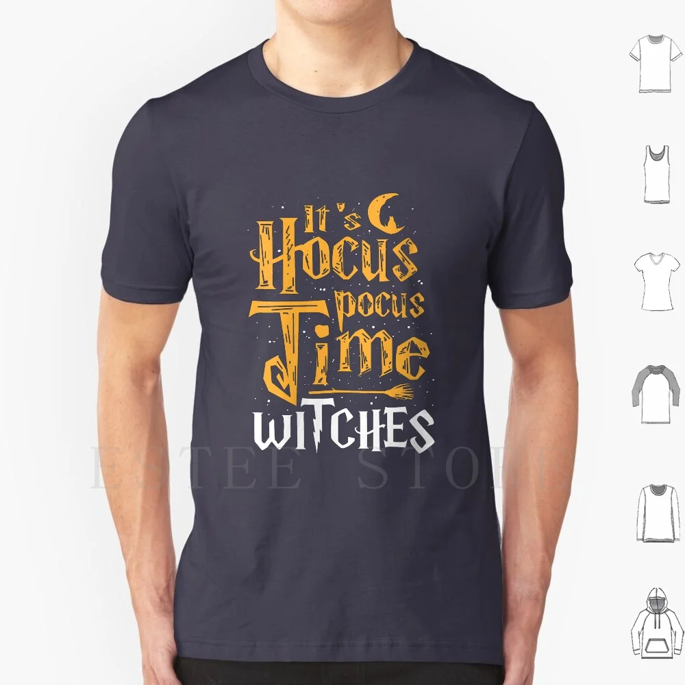 Womens It's Hocus.pocus Time Witches Cute T Shirt Cotton Men DIY Print Halloween Witches Witch Sanderson Sisters Hocus Movies