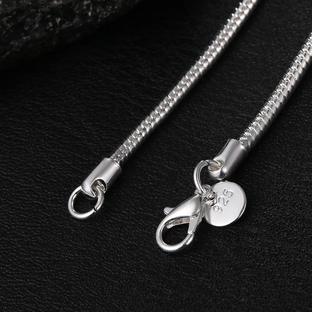 MEEKCAT 925 Silver 1MM/2MM/3MM Snake Chain Necklace For Men Women Silver Necklaces Fashion Jewelry Colar de Prata