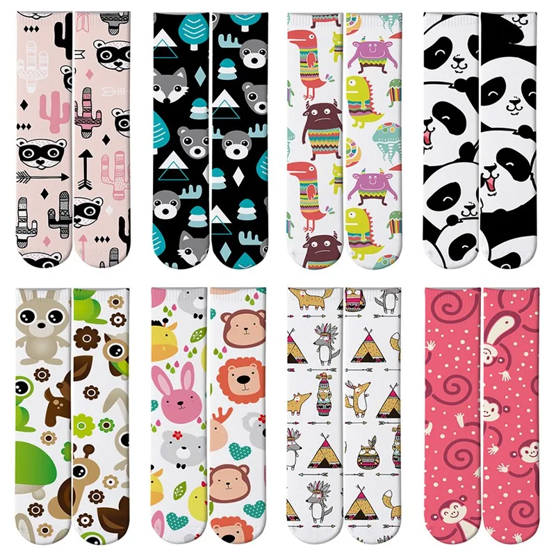 Women Happy Funny Socks Art Print Fashion Animals Women Socks Squirrel Panda Monkey Bunny Harajuku Colorful Skateboard Socks