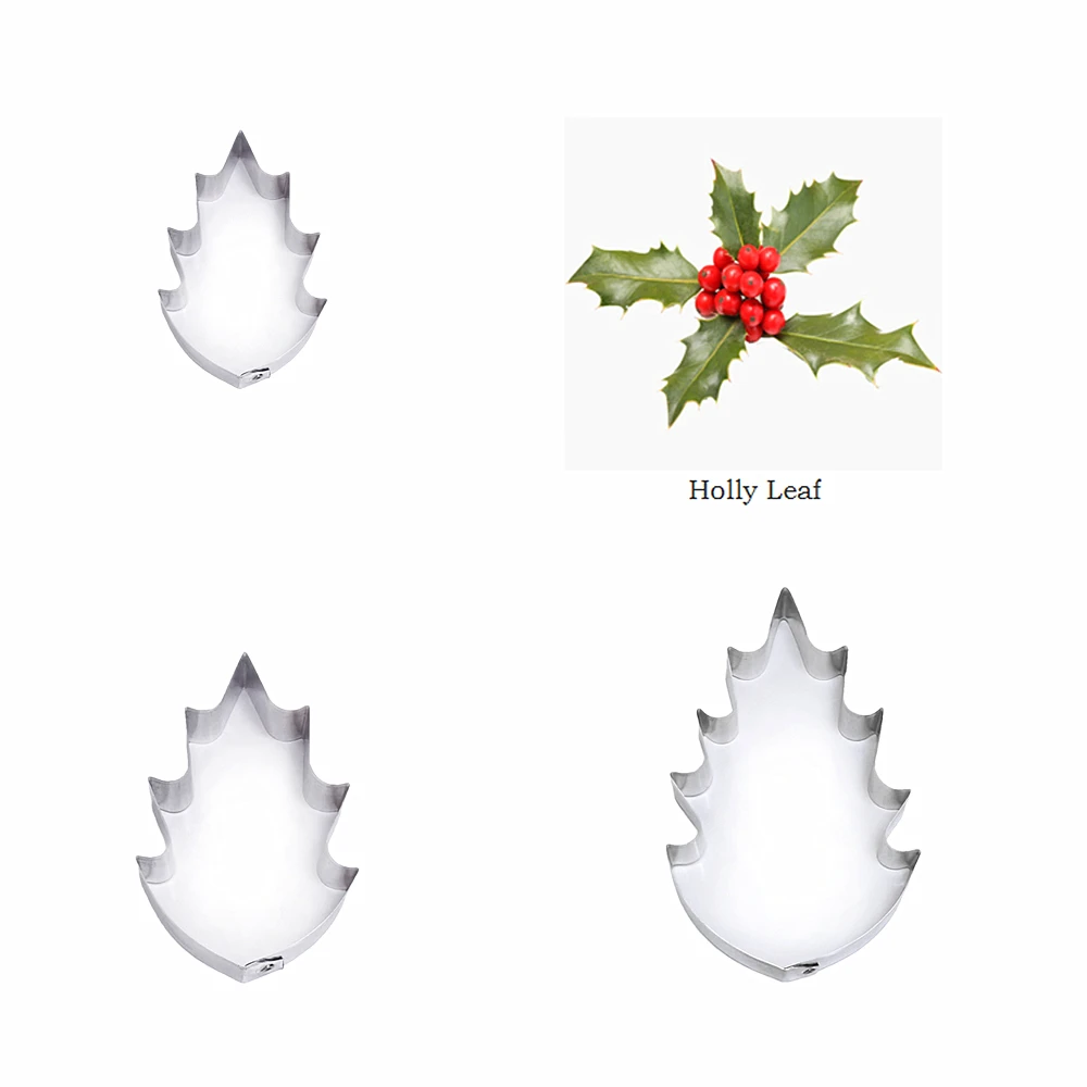 Holly leaf fondant sugar flower cutters baking cake decorations Polymer Clay Cold Porcelain gumpaste tools