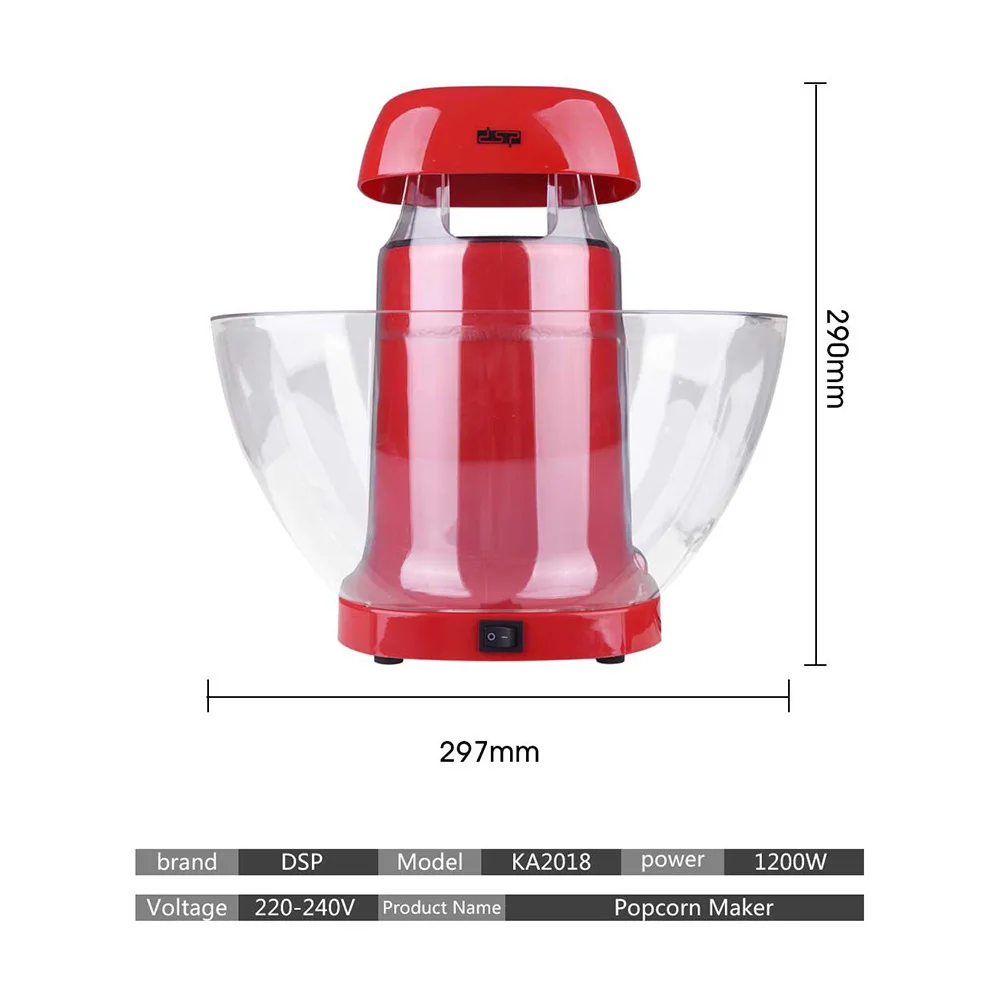 1200W Electric Corn Popcorn Maker Household Automatic Mini Hot Air Popcorn Making Machine DIY Corn Popper Children Gift