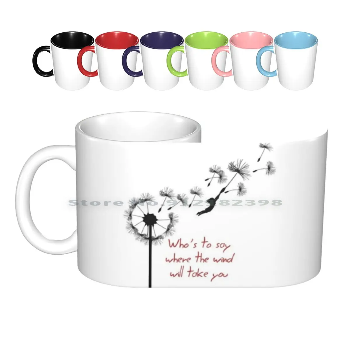 Kite For White Ceramic Mugs Coffee Cups Milk Tea Mug Kite White Dandelion Wind Girls Poetic Take You Creative Trending Vintage