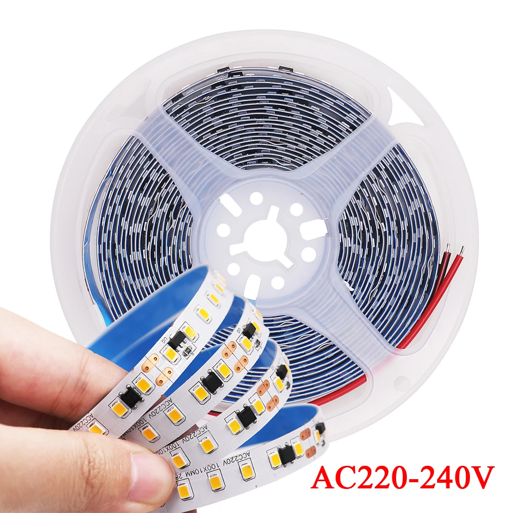 220V 2835 Led Strip Light 120LED/m 5m With IC IP67 Tube Waterproof Decoration White/ Warm White/ Natural White 12mm Width