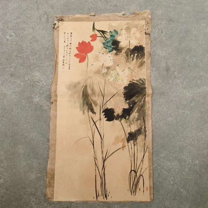 Collection of  Chinese Classical Paintings Zhang Daqian Five-Color Lotus