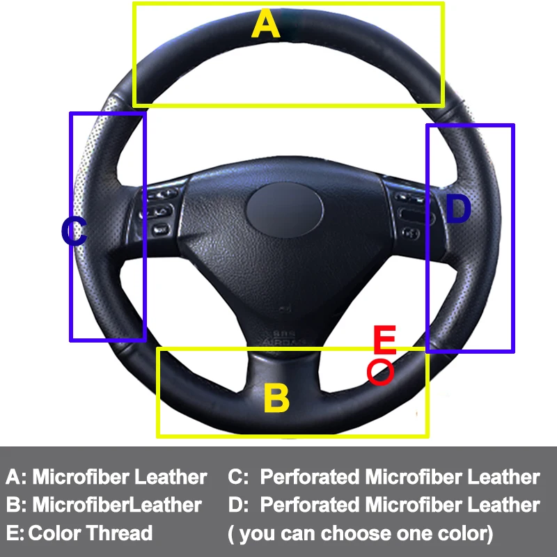 Car Auto Steering-Wheel Cover For Lexus RX330 RX400h RX400 2004 - 2007 Toyota Corolla Verso 2006 Camry 2004 - 2006 Volant 2005