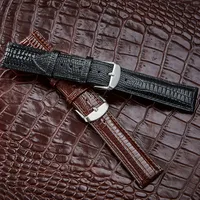 Bracelet de montre en cuir Texture lézard, boucle ardillon, pour femmes et hommes, 12mm 14mm 16mm 18mm 20mm 22mm 24mm 4
