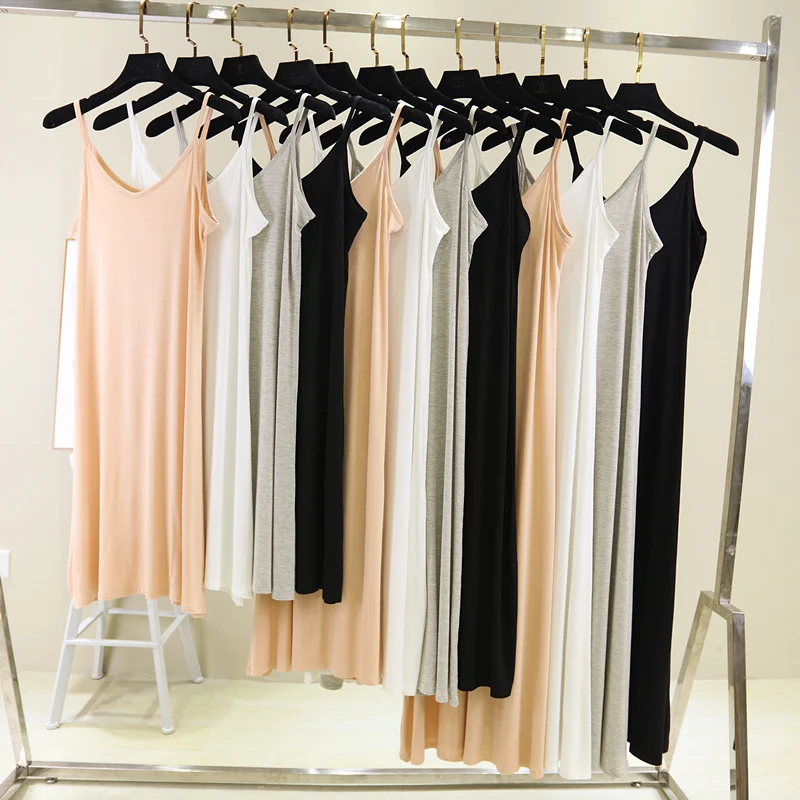 Spring Summer 2024 Woman Tank Dress Casual Modal Sexy Camisole Elastic Female Home Beach Dresses O-Neck Camis Sexy Dress