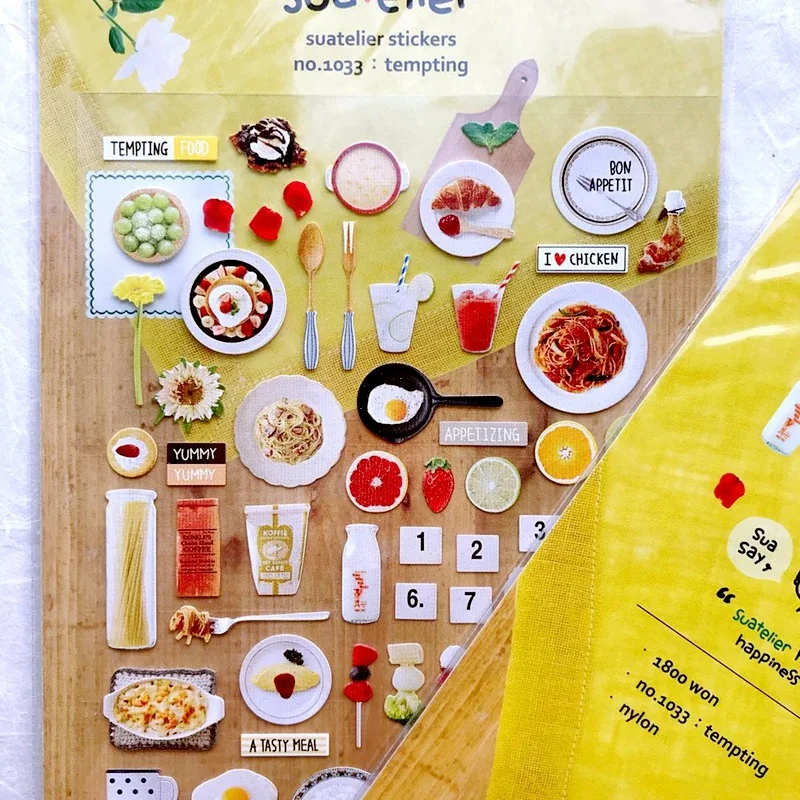 Suatelier wykrawa naklejki scrapbooking pyszne włoskie jedzenie szkicownik książki kucharskiej karty dekoracyjne numer naklejki opakowanie