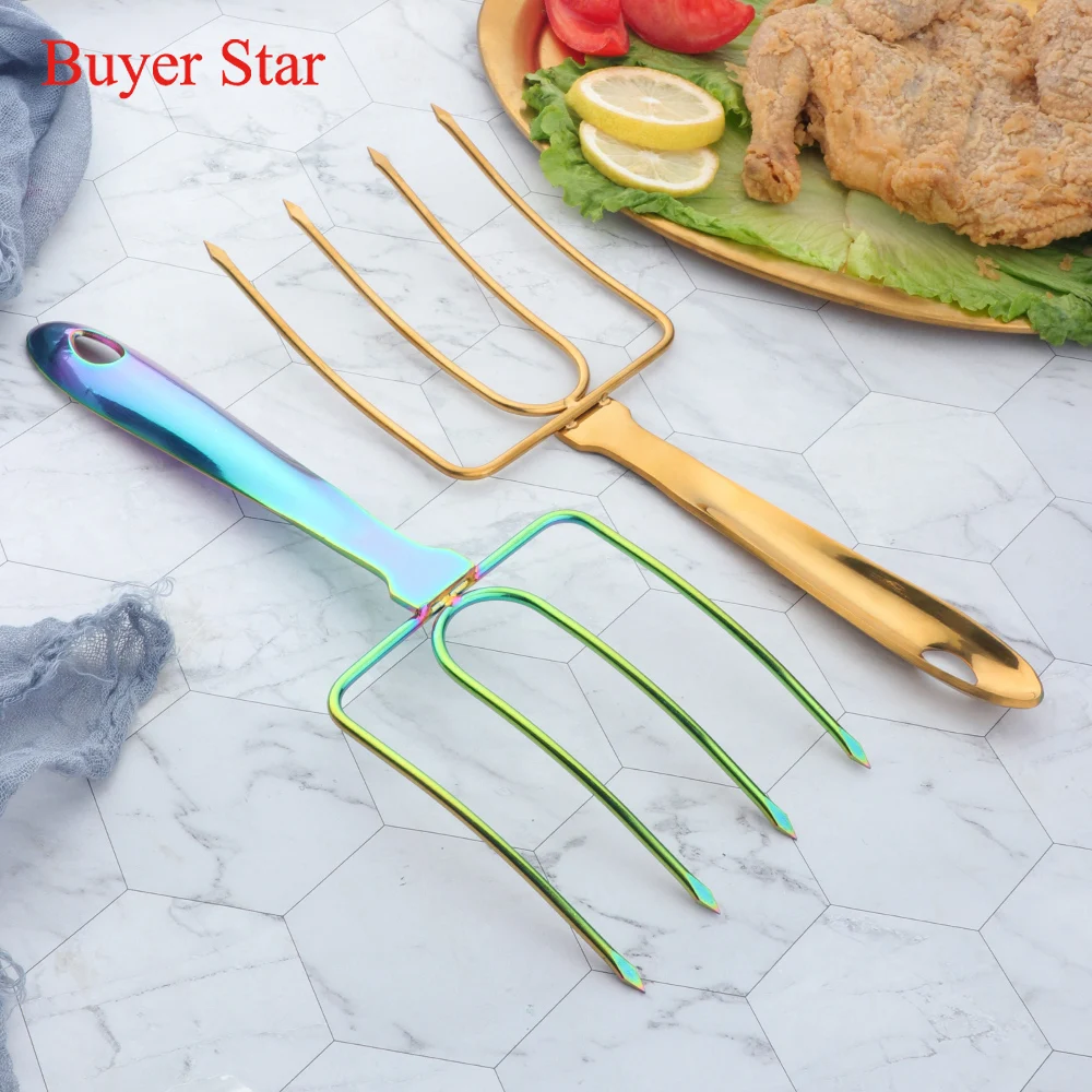 1PC Stainless Steel Meat Chicken Fork Reusable Poultry Forks Turkey Lifter Roast Ham Serving BBQ Skewers Sticks Grill Fork Tools