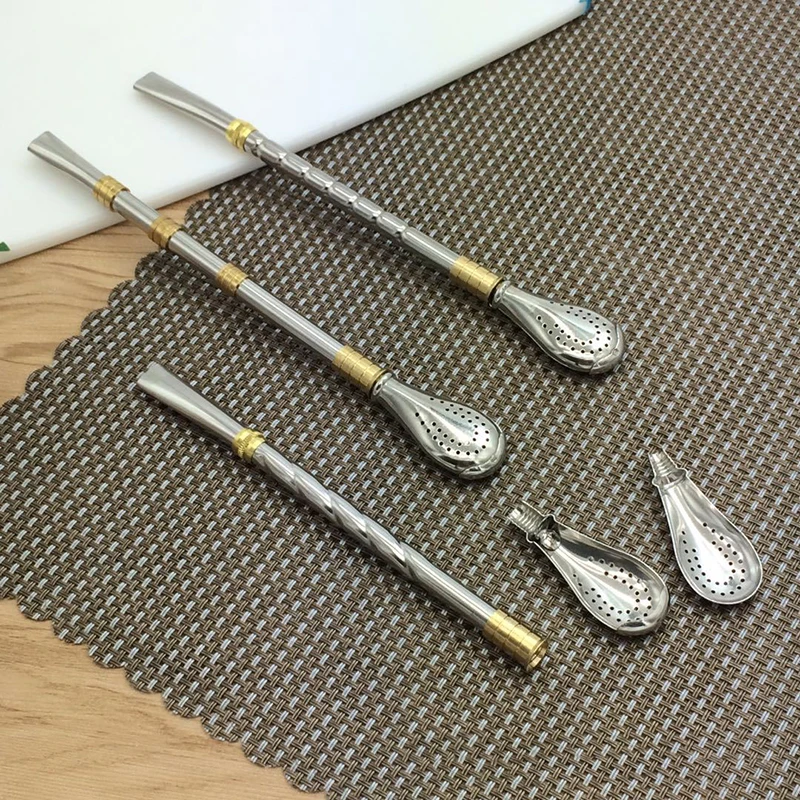 Tea Filter Yerba Mate Stainless Steel Tea Straws Bombilla Gourd Reusable Tea Tools Drinking Straw Spoon Washable Coffee Tea Tool