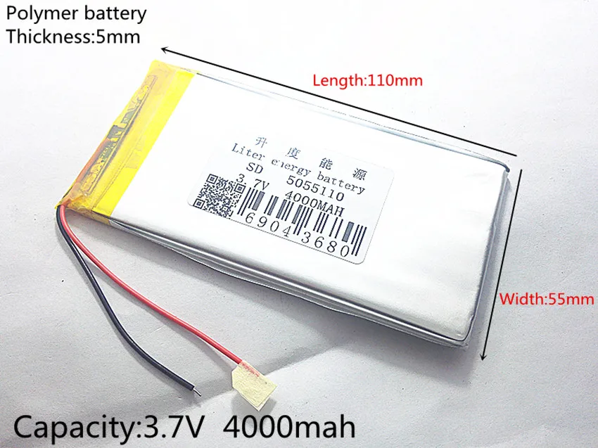3,7 V lithium-polymer-batterie 4000 mah lare-kapazität PDA tablet PC MID 5055110