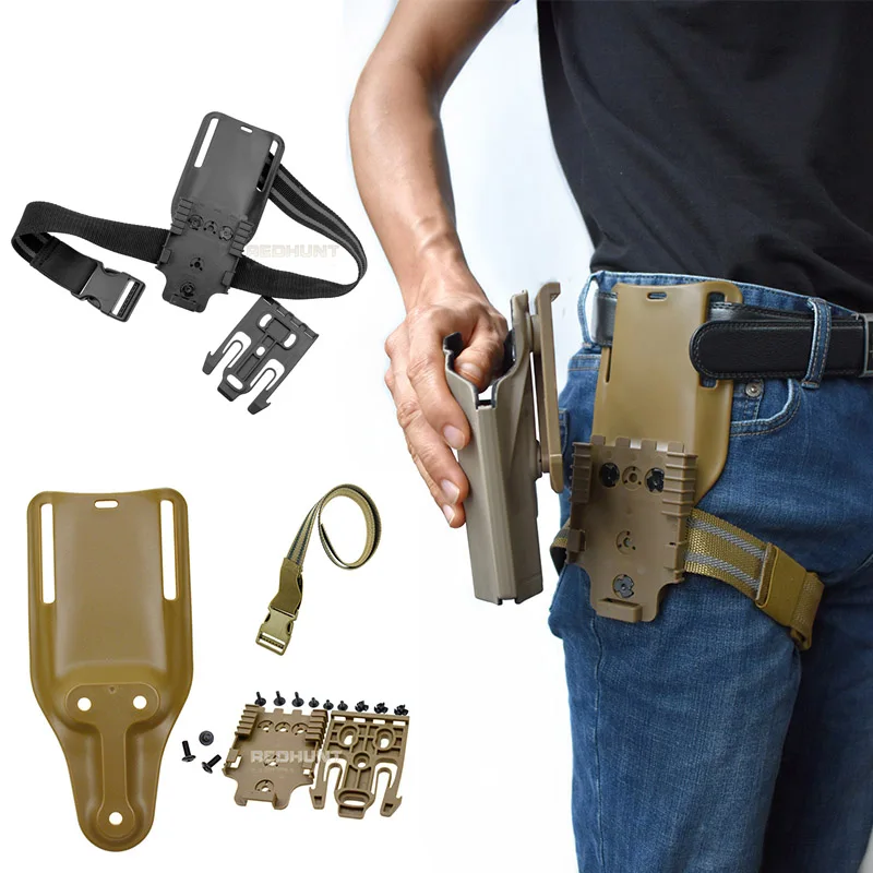 Glock 17, M9, QLS 19, 22, Tactical Drop Leg Band Strap, Sistema de Bloqueio Rápido, Arma Holster, Plataforma Adaptador