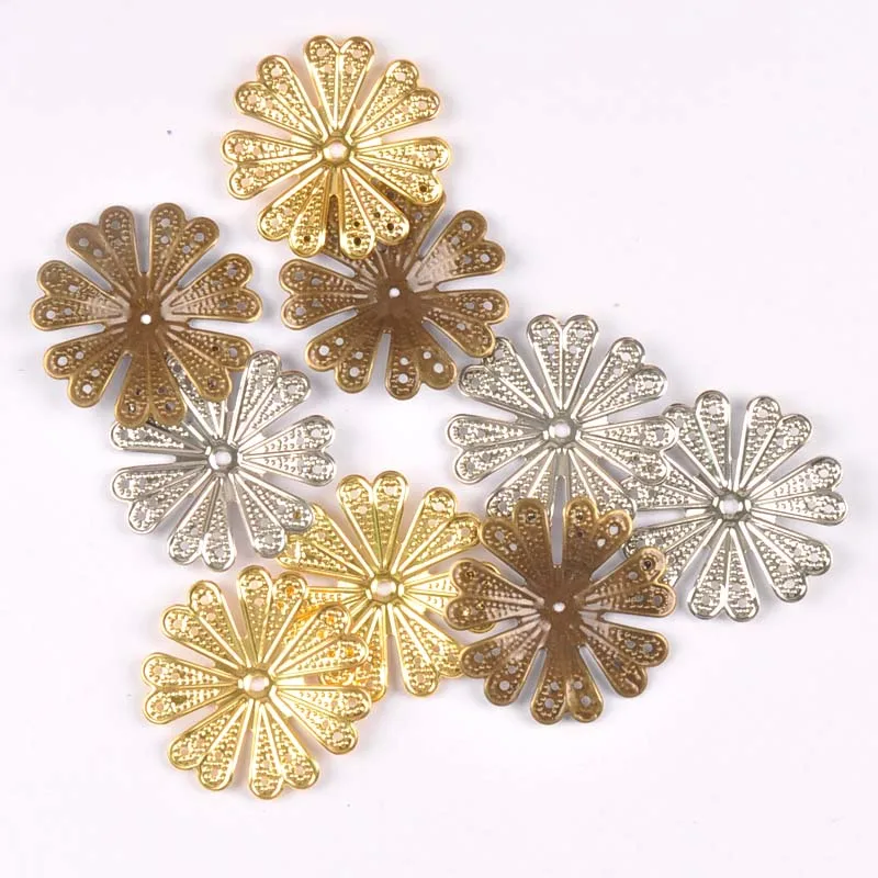 20pcs 40mm silver/gold/bronze Metal Crafts Wraps Filigree Flowers Connectors For Scrapbook DIY Home Decor Handicraft yk0762-2