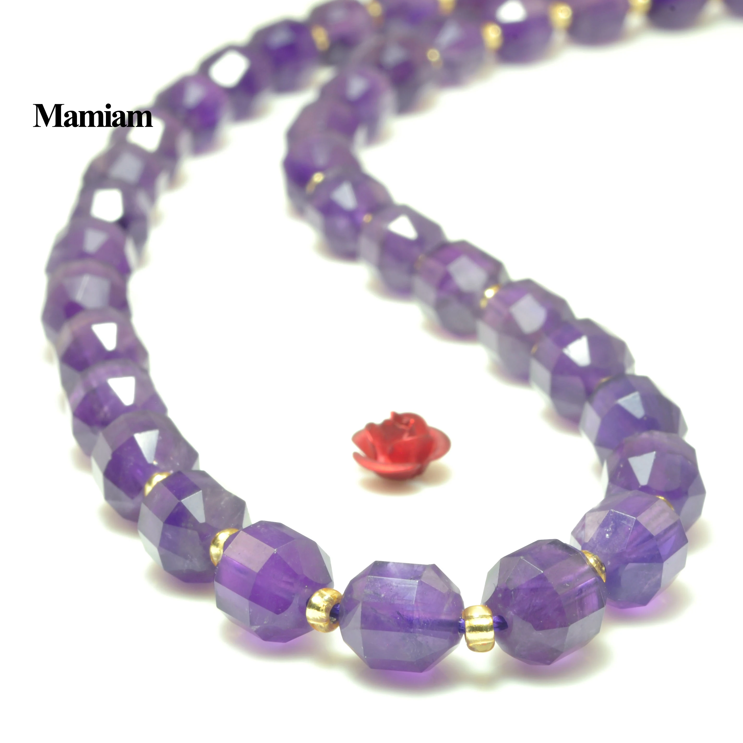 

Mamiam Natural Amethyst Purple Quartz Crystal Faceted Cylinder Beads 7x8mm Stone Diy Bracelet Necklace Jewelry Making Design