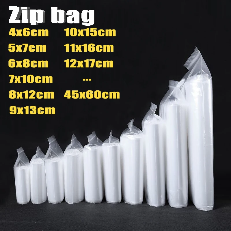 Thick Transparent Zip lock Ziplock Bags Clear Plastic Ziplock Zip Zipped Lock Food package Storage Bag Small Reclosable Bags