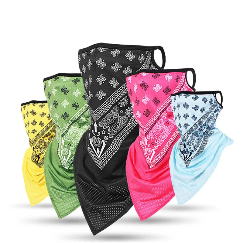 

Sport Bandana Paisley Ice Silk Neck Gaiter Cover Hanging Ear Triangle Face Tube Scarf Fishing Headband Race Hiking BboyMen Women