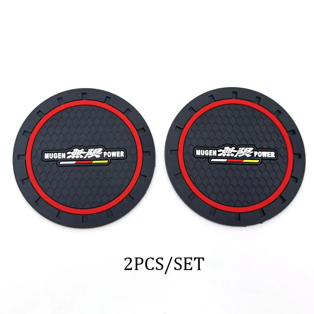 Posavasos decorativo para coche, almohadillas de ranura para taza de agua, funda adhesiva para Honda Civic Mugen Power Emblem, estilo automático, 2