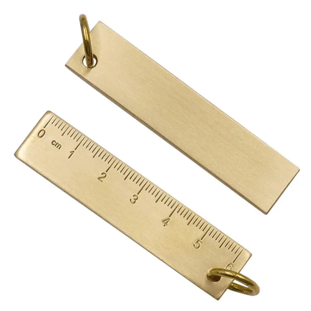 Retro 0-6cm Mini Key Pendant Ruler Portable Drawing Keychain Office Template School Supplies Stationery Small Copper Ruler