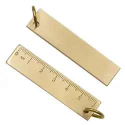 Retro 0-6cm Mini Key Pendant Ruler Portable Drawing Keychain Office Template School Supplies Stationery Small Copper Ruler