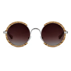 Alle Jahreszeiten Männer Handgemachte Holz Polarisierte Sonnenbrille Gradienten Grau Linsen UV400 Retro Stil Runde Frauen Sonnenbrille Mit Fall