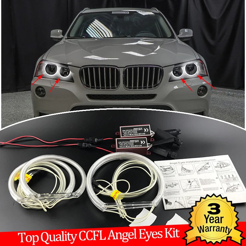 

Hight Quality CCFL Angel Eyes Kit Warm White Halo Ring For BMW X3 F25 2010 2011 2012 2013 2014 HALOGEN HEADLIGHT Demon Eye