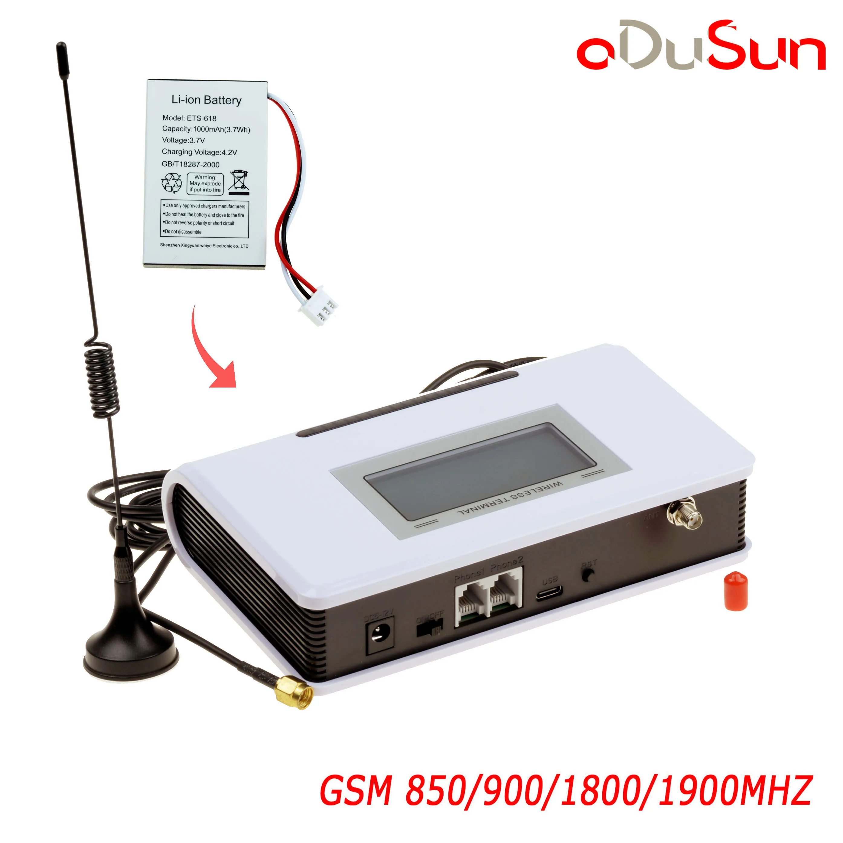 GSM Fixed Wireless Terminal Router Mit Batterie LCD display für Alarm System TK-ANLAGE Aufzug IMEI Veränderbar