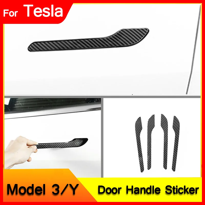 

Car Door Handle Wrap Cover Decorative Stickers 4Pcs/Set Anti-scratch For Tesla Model 3 Y 2017 - 2022 ABS Protector Sticker
