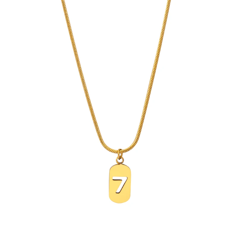 

Lucky Number 7 Necklace Fashion Stainless Steel Gold Color Small Pendant Necklaces for Women Jewelry Gift