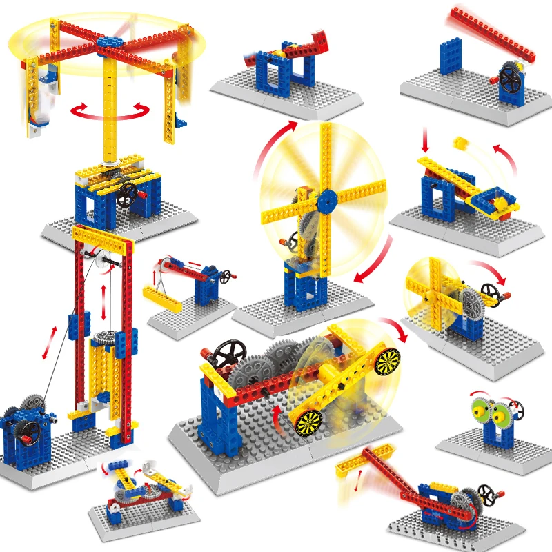 3 IN 1 Wange Education Mechanic Gears Sets Power Whirligig Ferris Wheel Model Building Blocks Bricks Steam Kits School Teaching