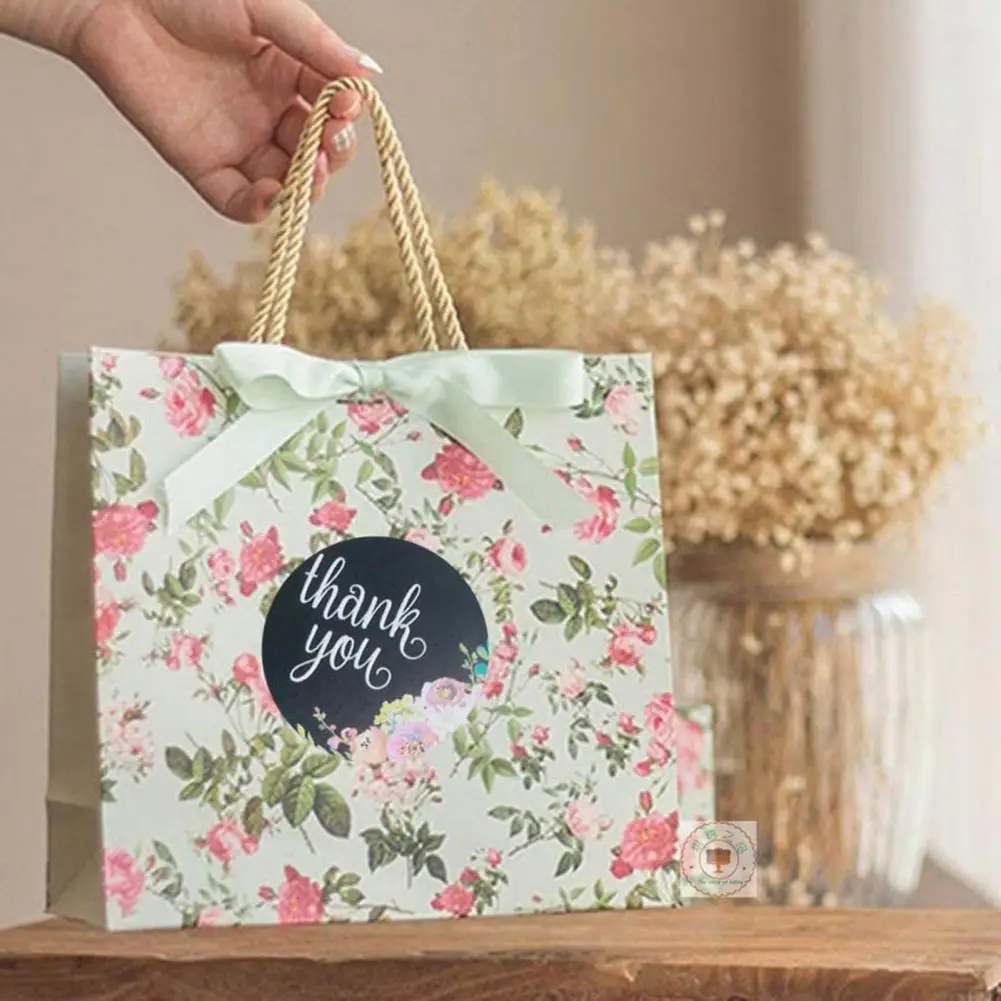 Pegatinas de agradecimiento con patrón Floral, rollo de envolturas de regalo, calcomanías para tarjetas de boda, 500 Uds.