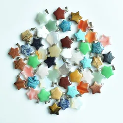 Hot selling fashion Assorted natural stone mixed star charms pendants for DIY jewelry making 50pcs/lot Wholesale free shipping