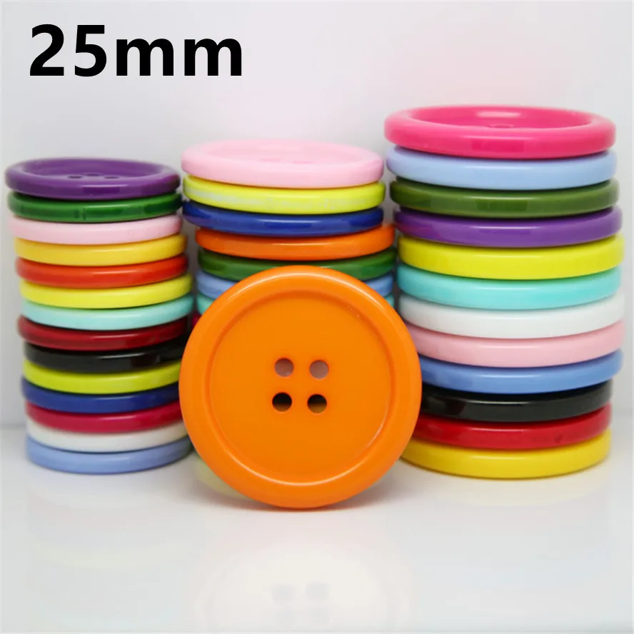 40 Uds. Botones redondos de 4 agujeros de resina negra/blanca/multi de 25mm para accesorios de costura de ropa adornos para álbumes de recortes manualidades DIY