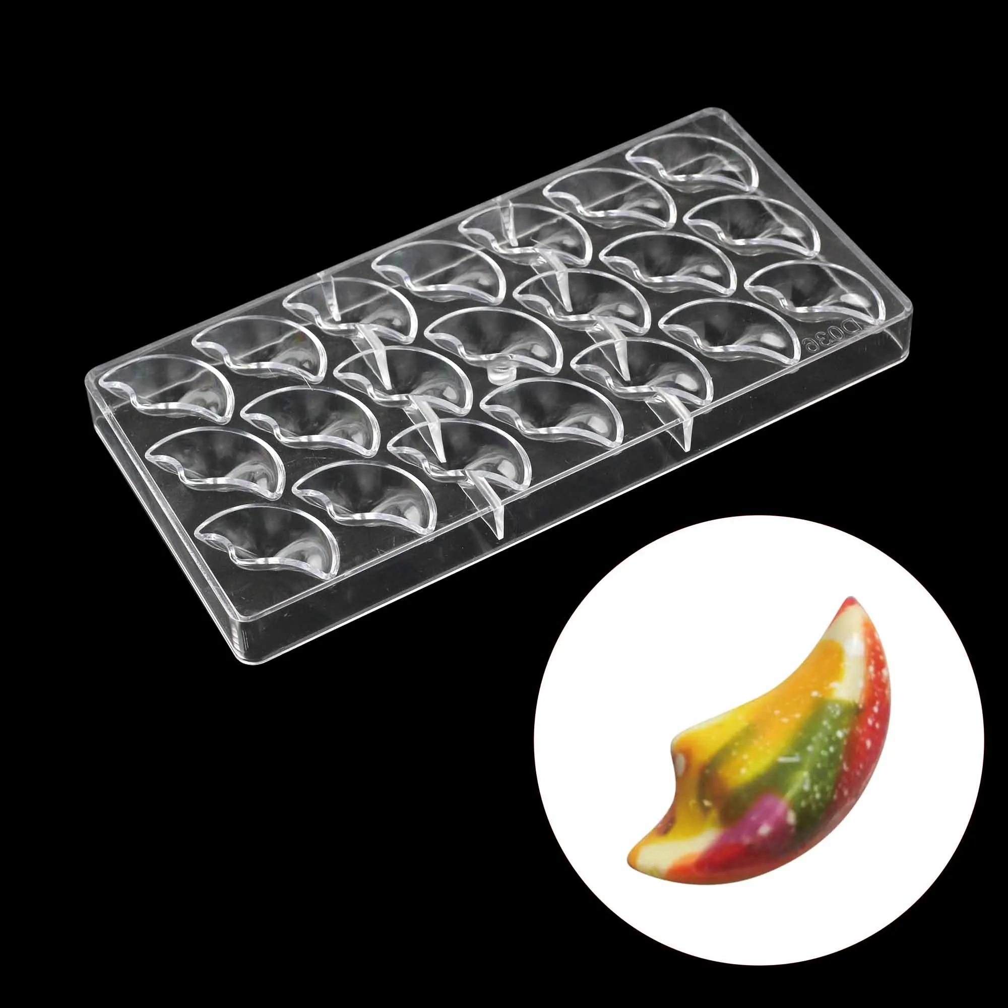 

Moon-shaped polycarbonate chocolate mold, Wholesale pc plastic candy mold , baking cake Decoration chocolate mold