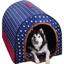 New Warm Dog House Comfortable Print Stars Kennel Mat For Pet Puppy Foldable Cat Sleeping Bed high quality pet products