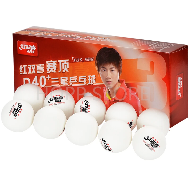 Balle de Tennis de Table DHS 3 étoiles D40 + 3 étoiles nouveau matériau ABS cousu Poly plastique balle DHS originale 3 étoiles balles de Ping-Pong