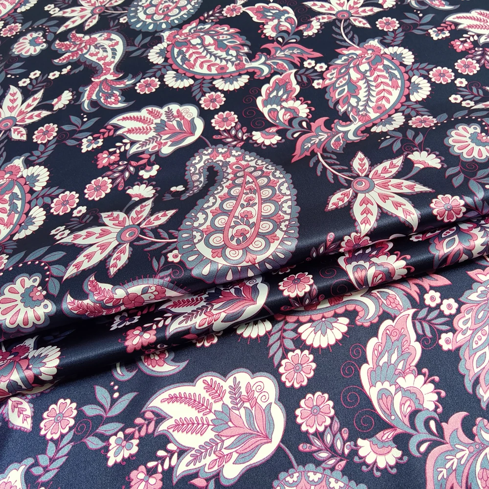 1 metr X 1,48 metra Vintage Paisley Pattern Satin Fabric Charmeuse Materiał podszewki do szalika