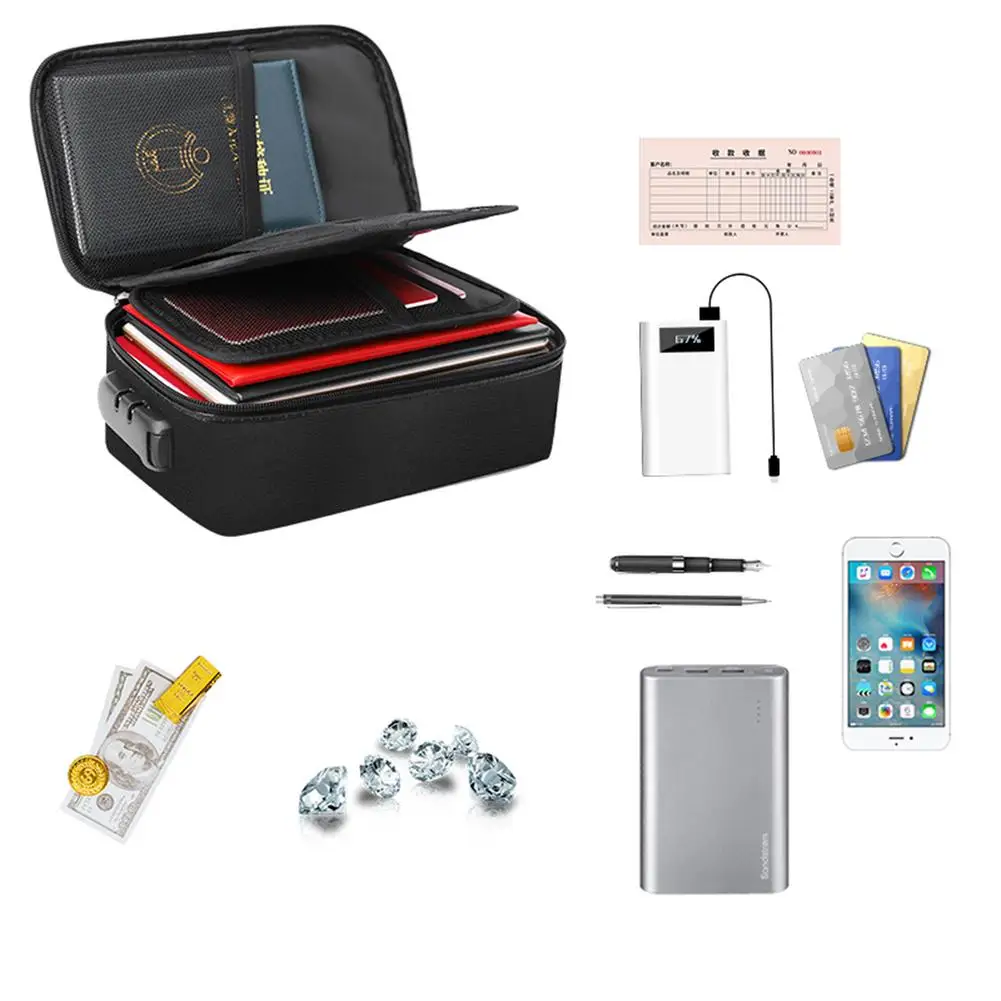 Imagem -03 - Fireproof Documento Armazenamento Bolsa com Lock Impermeável Organizer Case Passport Pasta 3-layer File Safe Tickets Hot