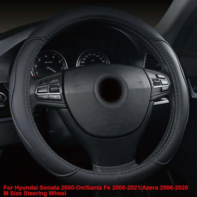 

Чехол рулевого колеса автомобиля чехол для Hyundai Sonata 2000 - 2021 Santa Fe 2000 - 2021 Azera 2006 - 2020 М Размер рулевого колеса