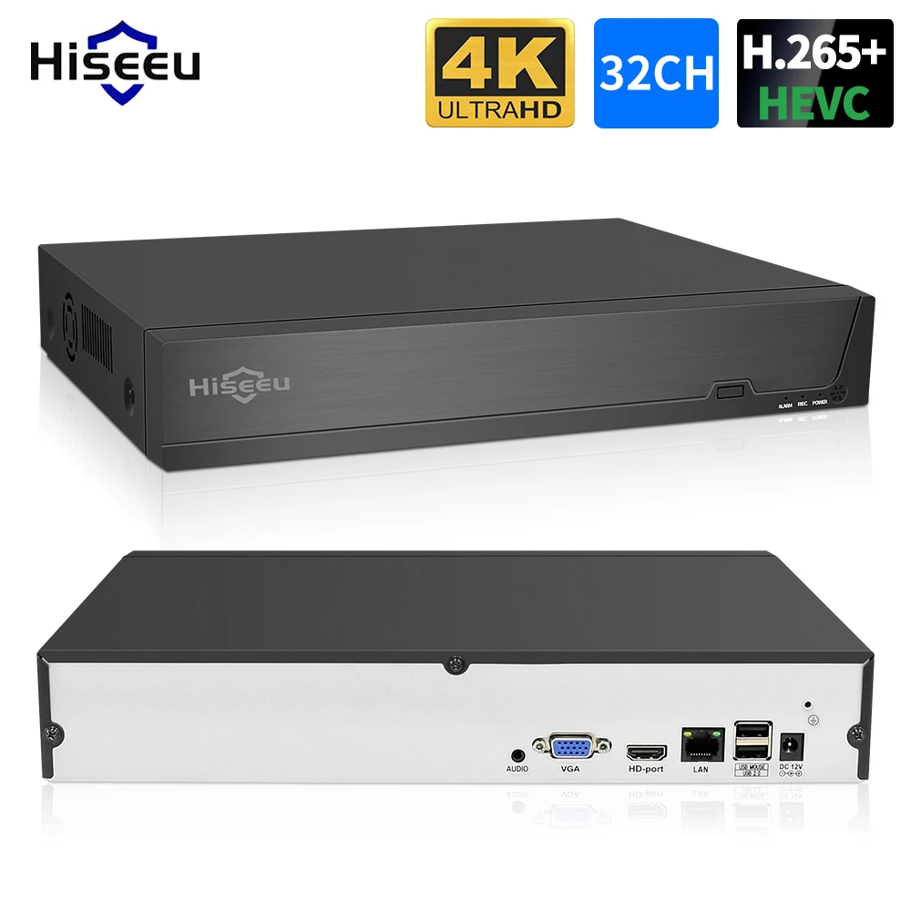 Hiseeu 4K 32CH NVR For CCTV Security Surveillance IP Camera H.265+ 8MP 5MP 3MP DVR Network Video Audio Recorder ONVIF Humanoid