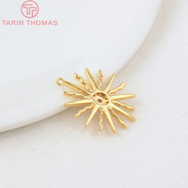 (855)4PCS 16x18MM Loch 1MM 24K Gold Farbe Messing und Zirkon Sonne Charms Anhänger hohe Qualität Diy Schmuck Erkenntnisse Zubehör – Detail 10
